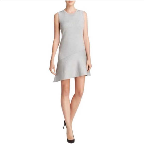 Theory Metallic Dress Silver Julee Mini Merino  wool size Small - Picture 1 of 10